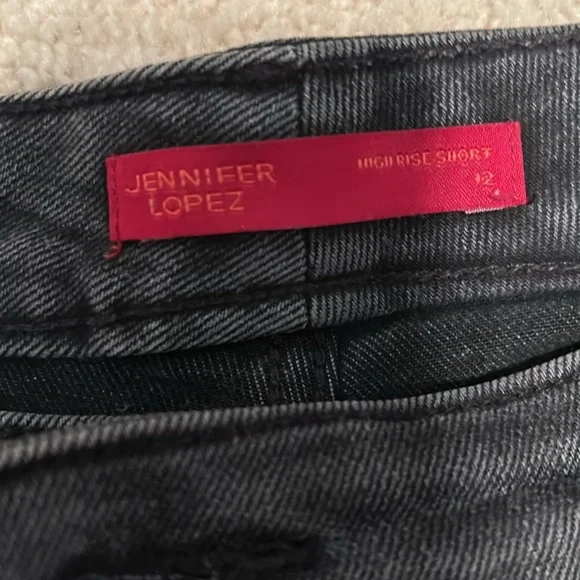 Black High-Waist Distressed Denim Shorts - Picture 2 of 3